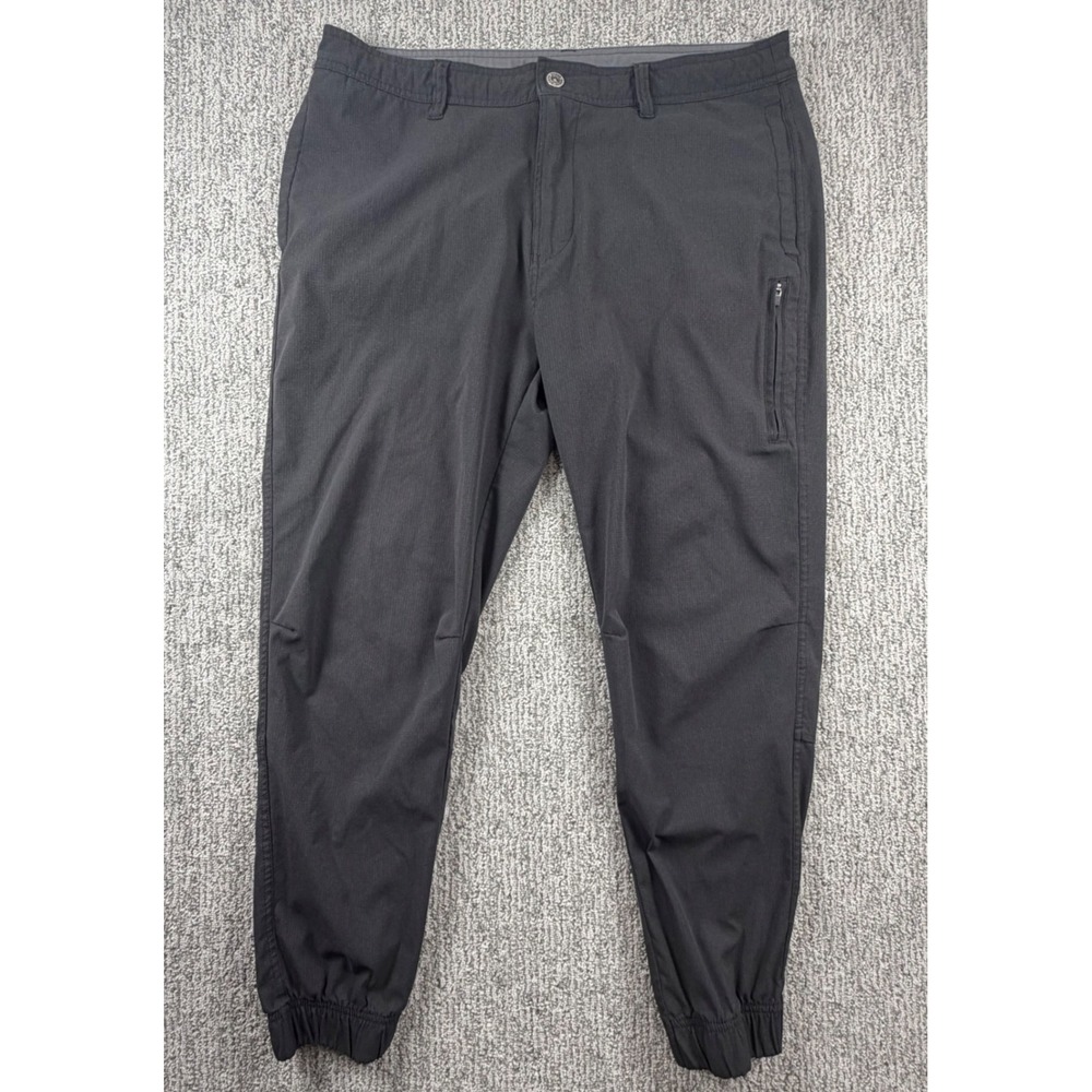 Prana Joggers Mens 36(37) Gray Ripstop Stretch Hiking Climbing Pants Drawstring